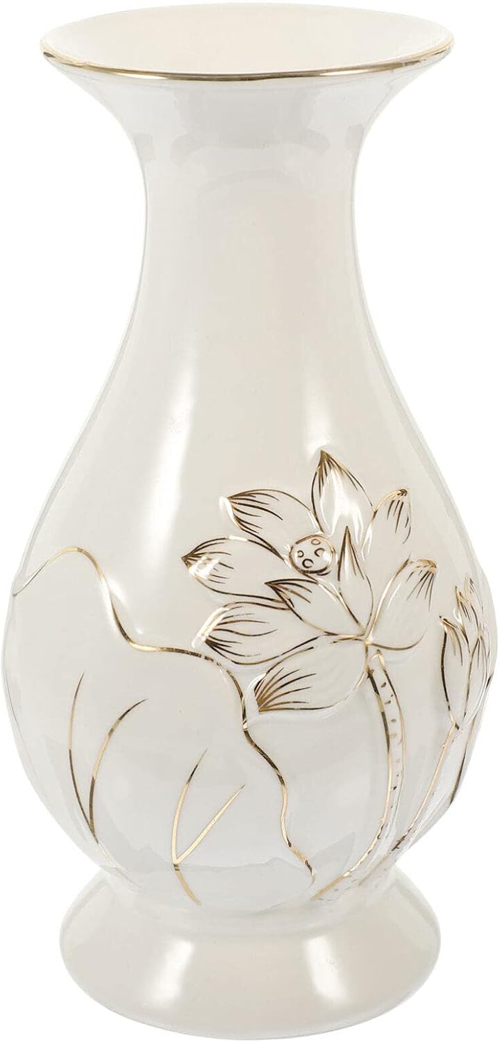 NUOBESTY Ceramic Buddhist Flower Vase Guanyin Jade Pure Bottle Decorative Buddha Flower Vase Guanyin Temple Offering with Lotus Pattern for Home Decor Office Desk Arrangement 6.88In