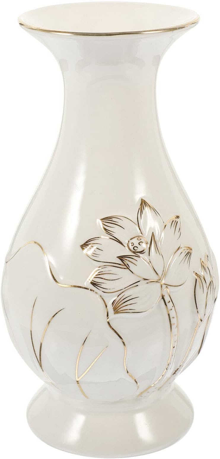 NUOBESTY Ceramic Buddhist Flower Vase Guanyin Jade Pure Bottle Decorative Buddha Flower Vase Guanyin Temple Offering with Lotus Pattern for Home Decor Office Desk Arrangement 6.88In