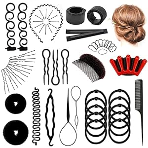 Jingxinxin Hair Styling Set, 20 Pcs DIY Women Hair Accessories Braid,Girls Hairstyle Maker Tool, Hairpin Holding Magic Braiding Twist Curler Tool Kit Pull Hair Needle… …
