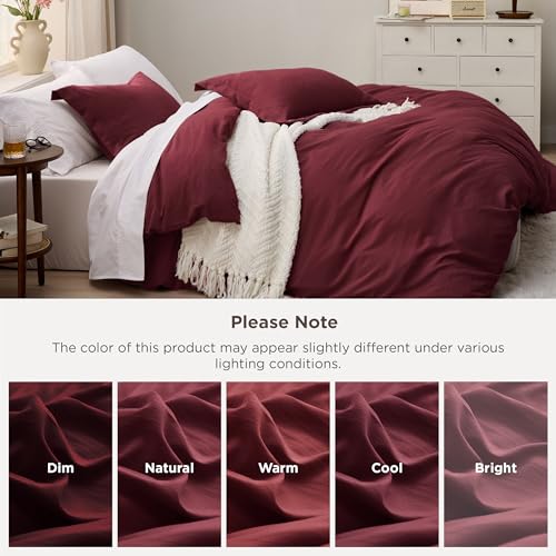 Image of Bedsure Winery Duvet Cover King Size - 3 Pieces Prewashed Extra Soft Bedding Set, Includes 1 Duvet Cover 104x90 Inches with Zipper Closure & 2 Pillow Shams, Comforter Not Included