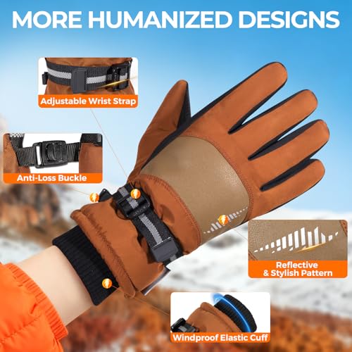 Image of rivmount Winter Waterproof Ski Snow Warm Gloves for Women Men, Windproof Cold Weather Thermal with Touchscreen Fingers, for Running Driving Cycling Hiking Biking Outdoor Sports Daily Work