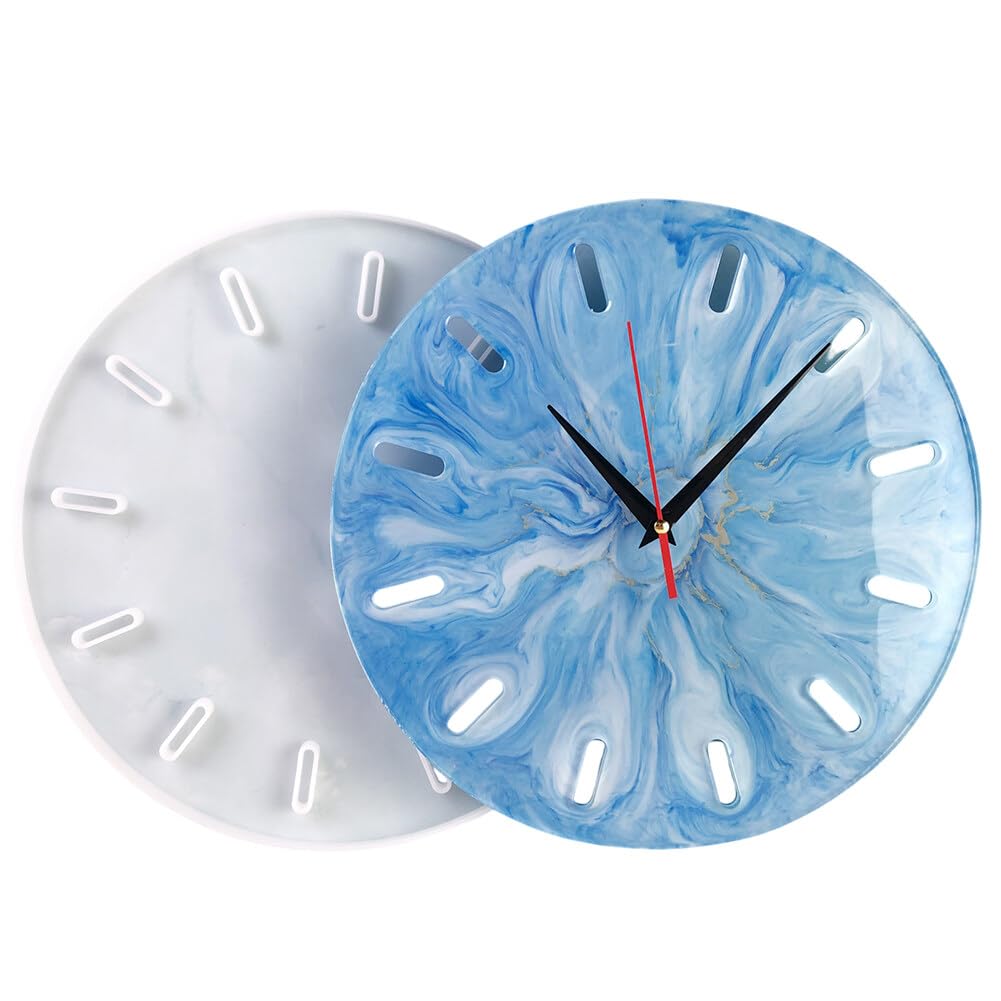 Clock Molds for Resin Casting Round Clock Wall Decor Clock Silicone Mold with Clock Movement for Wall Clack Art Home Decoration Hanging Ornaments DIY Epoxy Resin Mold Kit