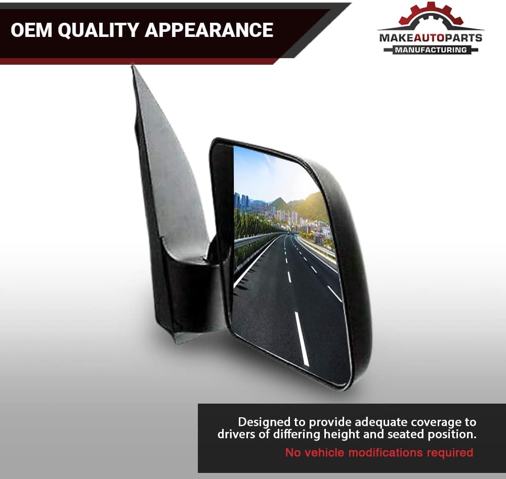 MAPM Premium Right Side Manual Remote Non-Heated Manual Folding Textured Black Non-Towing Mirror For Ford E150/E250/E350/E450/E550-Econoline/Club Wagon/Super Duty 1992-2007 - FO1321172