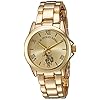 U.S. Polo Assn. Women’s Analog Watch – Gold-Tone Champagne Dial with Roman Numerals, Stainless Steel Bracelet, and Box Packaging – Stylish and Adjustable Fit for Wrists 5.5″ to 8″