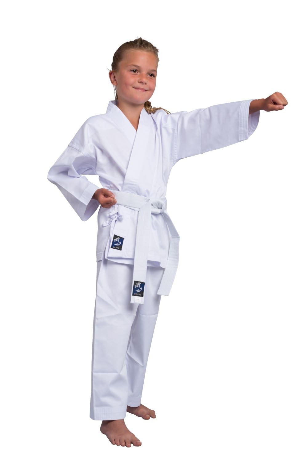 Karateanzug Basix weiß oder schwarz 7.5 oz - Karate Gi Set Größe 80 bis 200 cm - Jacke, Hose, Gürtel - Einsteiger Anzug
