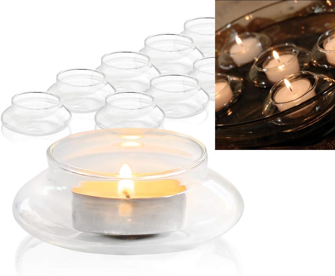 Creative Romantic Floating Tealight Candle Holder Set of 12 Clear Hard Borosilicate Glass Wedding Dinner Centerpiece Decoration