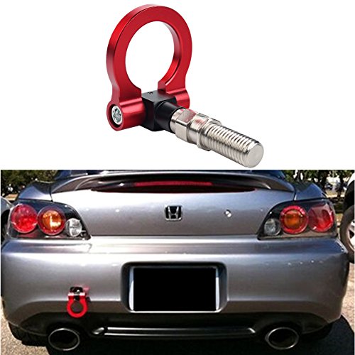 Dewhel Billet Aluminum Front Rear Jdm Racing Car Auto Trailer Tow Hook Kit Red M18X2.5 For 09-13 Honda Fit #TOP2