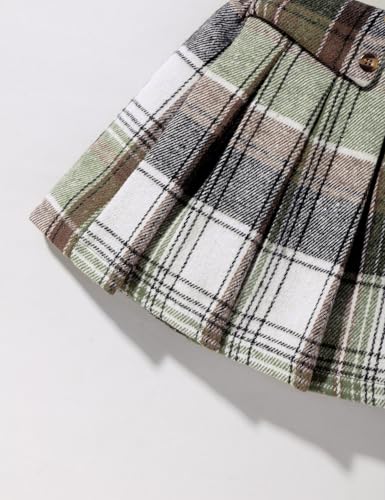 Image of Fuermos Toddler Girl Clothes Puff Sleeve Top and Pleated Girls Plaid Skirt Set 2PCS Girls Outfits Fall Winter