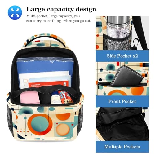 Sac à dos élégant géométrique multicolore #03 grand format avec trousse