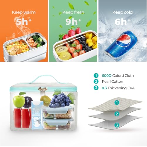 ETRONIK Lunch Backpack, 15.6 Inch Laptop Backpack with USB Port, Stylish Nurse, Teacher Work School Bag with Insulated Cooler Lunch Box for Women Men, College Backpack for Travel, Grey Blue3