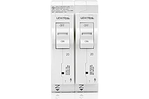 Leviton LSPD2-T Surge Protective Device with Two 20A 1-Pole Plug-On Standard Branch Circuit Breakers