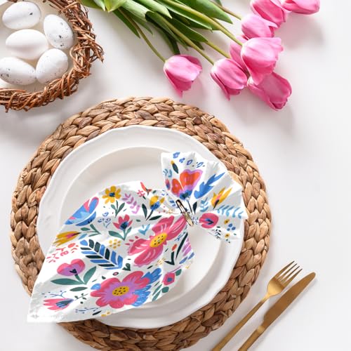Servilletas de Tela con Motivos Florares, Set de 6 miniatura 4