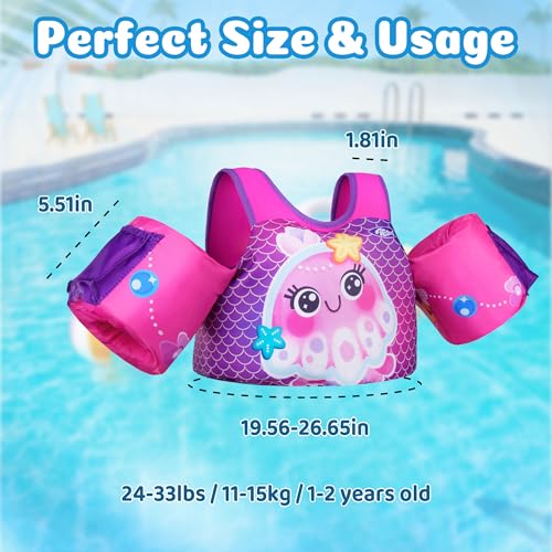 Image of AEOCOO Puddle Float Jumper for Swiming, Toddler Swim Vest for Water Play, Pool Floats with Swimming Arm Floaties Swim Jacket & Water Wings for Kids Swimmies, Boys, Girls, Ninos