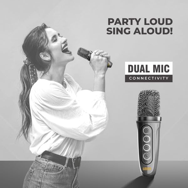 Image of UBON Rockstar SP-38 30W Bluetooth Party Speaker with Wireless Mic | Karaoke Mode | 10-Hour Battery | RGB Lights | Remote Control | Multi Connectivity Mode (Black)