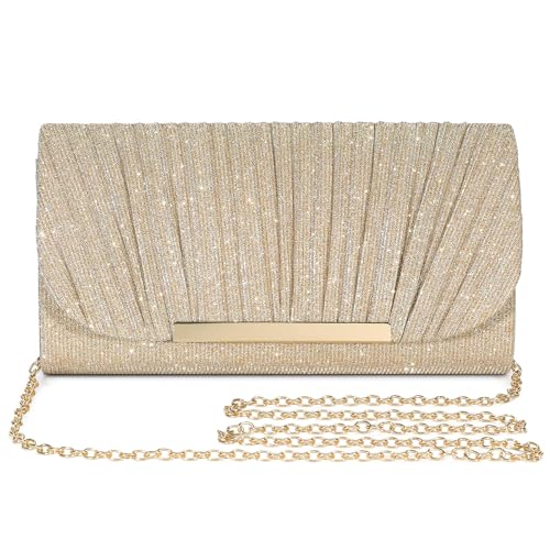 UBAYMAX Evening Bag Clutch Purses for Women Lady Girl Handbags Crossbody Bag Wedding Bag for Prom Party Wedding Engagement (Gold)
