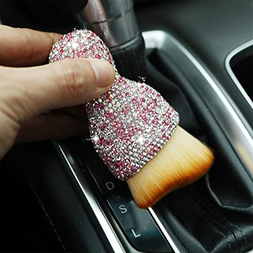 Jdefeg Car Protective Film Clear Interior Bling Flashing Auto Interior Dust Brush With Rhinestone Diamond Soft Bristles Car Cleaning Brushes Duster For Air Vents Leather And Computer Car Clean Brush #TOP1