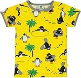 95% Biobaumwolle, 5% Elasthan Smafolk T-Shirt gelb mit Pinguinen Größe 98/104