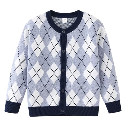 Baby Girls & Boys Long Sleeve Cardigan Sweater Plaid Knit Y2K Top Patterned V Neck Button Up Knitted Outwear 1-10Y