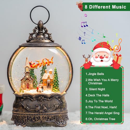 image for ZQQLITE Christmas Snow Globes Lantern Snow Globe with Music Water Lant