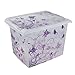 Produktbild keeeper Aufbewahrungsbox mit Deckel, Blumendekor, 20,5 l, Agneta Purple Romance, Transparent