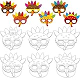 36 Pcs Thanksgiving Color Your Own Turkey Masks Craft Kits for Kids, Paper Turkey Face Mask DIY Thanksgiving Party Game Supplies for Kindergarten Preschool Girls Boys Toddlers Class Home Activity