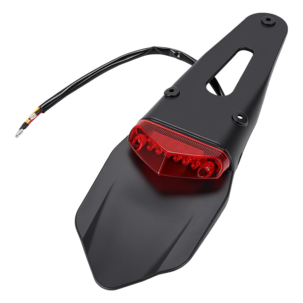 Motorcycle LED Tail Light Splash Guard, 2 in 1 Screw-on Rear Fender with LED Wiring Brake Light for Motorbike Scooter, Motorcycle Modification Accessory-image-1