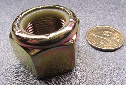 Grade 8 Zinc Yellow Chromate Plated Nylon Insert Locknuts 1"-14 Thread x 1-7/16" W x 1-3/64" H 5 Pcs