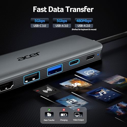 Acer USB C Hub, 5-in-1 USBC to HDMI Adapter with 4K@60Hz for Laptop/Mac - image 5