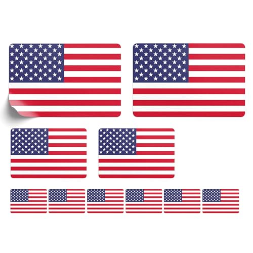 Lot de 10 autocollants pour voiture - Motif drapeau américain - Impression offset