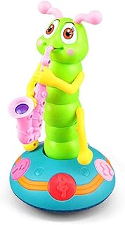 Children's Electric Caterpillar Saxophone Toys, Dancing Caterpillar Toy, Electric Caterpillar Dance Toy with Light and Music, Cute Creative Electric Caterpillar Dance Toy - Colour Random