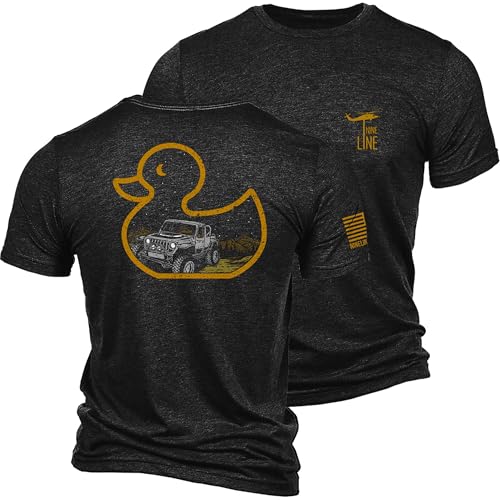 Nine Line Duck, Duck, Off Road Triblend T-Shirt - Unisex Patriotic Shirt - Dropline Logo and American Flag on Sleeve