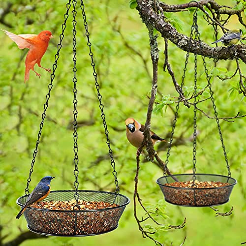 2 Pack Hanging Bird Feeder, Bird Feeder for Garden Yard Outside Hanging Feeder Tray - Metal Mesh Platform Feeders for Outside Outdoors for Attracting Birds - Image 6