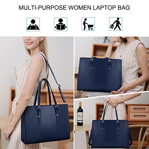 Image of Laptop Bag for Women 15.6 Inch Laptop Tote Bag Leather Classy Computer Briefcase