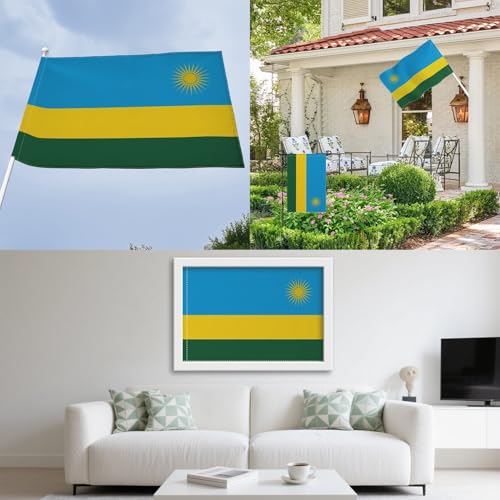 Drapeau Rwanda 1,5x2,4 m grand format toile de jute couleurs vives - 3