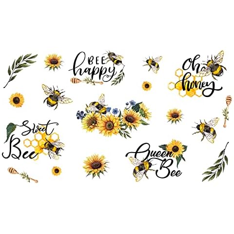 SUPERDANT Bee Sunflower Wall Stickers for Kids Cover
