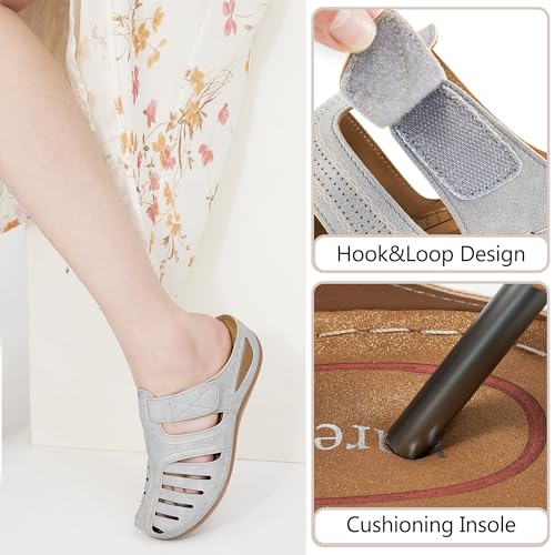 Image of HARENCE Clogs for Women Mules Shoes: Comfortable Dressy Closed Toe Platform Sandals 2026 Summer Casual Adjustable Slip On Walking Wedges