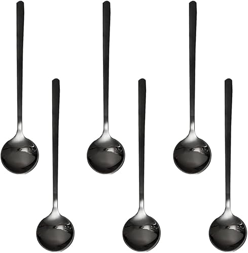 Miniatura 10 de Paquete de 6 cucharas de café expreso de acero inoxidable chapadas en oro, mini cucharaditas para café, azúcar, postre, pastel, helado, sopa