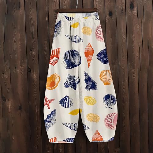 Summer Floral Print Lounge Wide Leg Pants for Women Fashion Elastic Waist Loose Plus Size Trousers with Pockets4