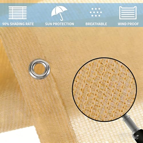 Brise vue terrasse rectangulaire jaune sable avec oeillets résistant durable - 5
