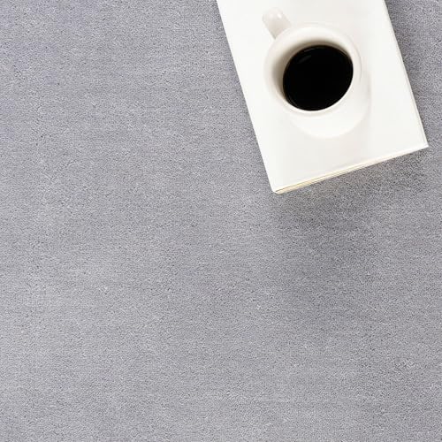 Image of Hand-Tufted Woolen Large Carpets for Living Room 12x18 feet Solid Silver Plain Anti-Skid Area Rug High Pile Thick Carpet & Rugs for Hall & Bedroom