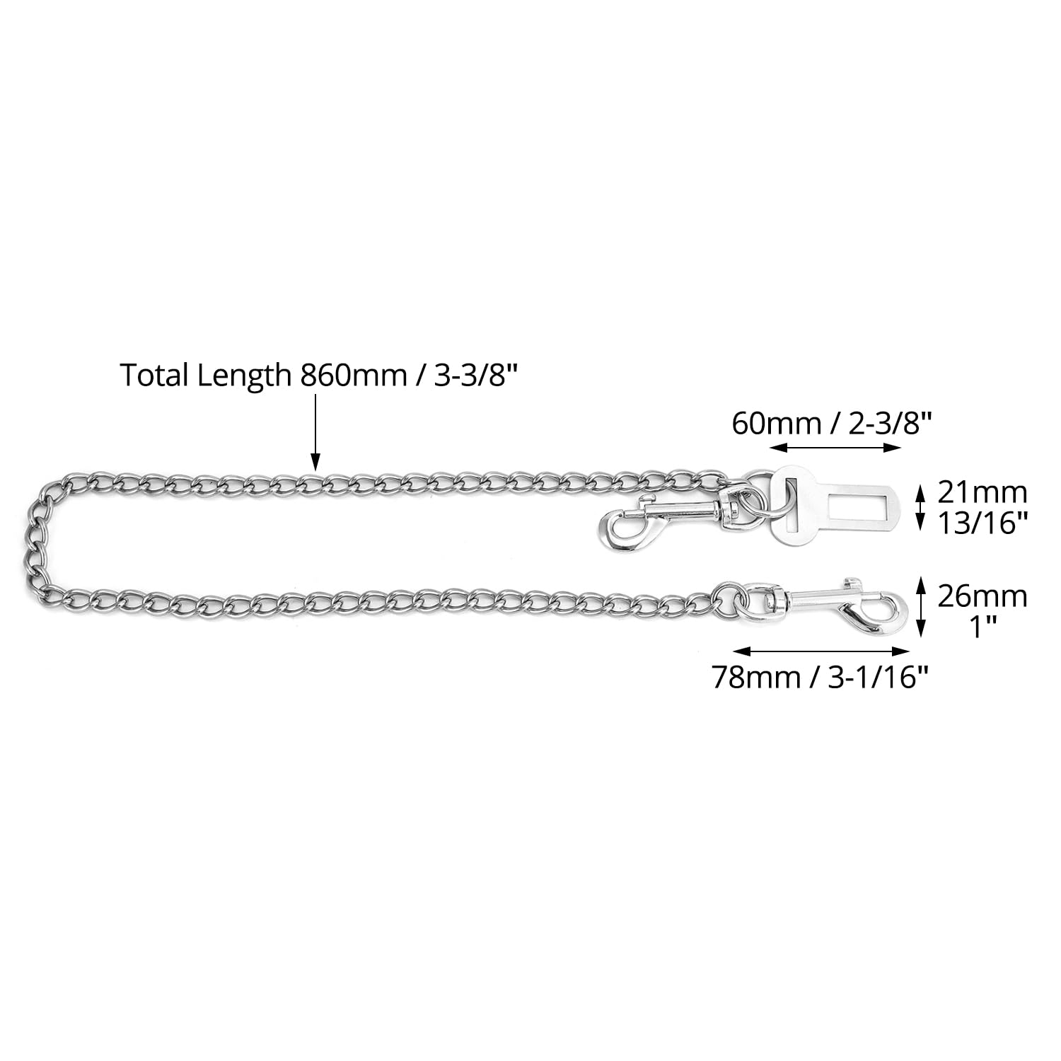QWORK Cinturón Seguridad Coche Perros 80cm | Acero Inoxidable 304 Antimordeduras, Soporta 100kg