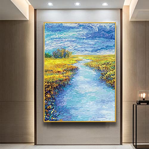 Peinture paysage Blue Sea Sky grand tableau abstrait décoration murale séjour