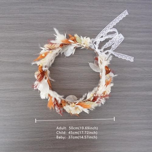 Corona de flores secas para novia Boho miniatura 2
