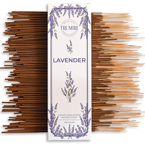 Lavender Incense Sticks - Pack of 100 Insence-Sticks - Inciensos Aromaticos Made with Natural Lavender Essential Oil - Scented Inscents Non Toxic Insense