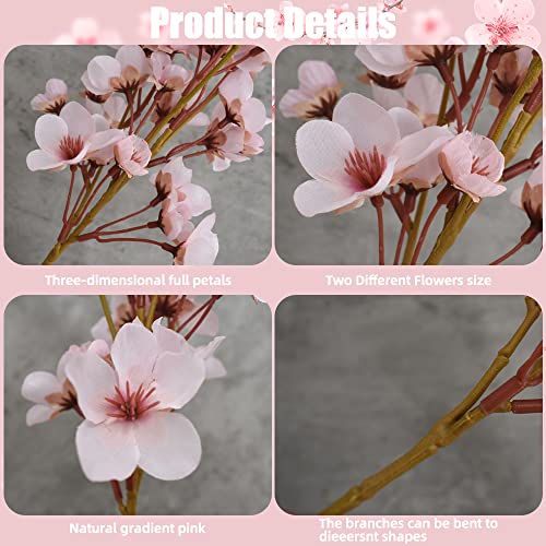 HUIANER 6Pcs Artificial Silk Cherry Blossom Flowers Fake Flowers Branches Faux Cherry Blossom Flowers with Stem for Wedding Bridal Bouquet Boutonniere Wreath Table Centerpiece Outdoor Décor - Image 3