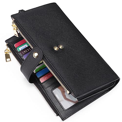 Image of FALAN MULE Wallets for Women Trifold Wristlet Wallets Large Capacity RFID Blocking Ladies Purse Credit Card Holder