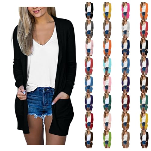 Aniywn Dressy Cardigan Sweaters for Women for Evening Party Women Lightweight Long Sleeve Casual Open-Front Sweater Pockets