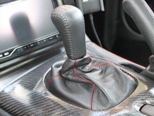 RedlineGoods Shift Boot Compatible with Mazda RX7 1993-02. Tailor Made - not Universal. Genuine top-Grade Italian Black Suede (Alcantara) with Blue Thread