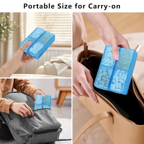 Image of FYY Travel Pill Organizer, 7 Compartments Large Pill Box Case-Clear Blue