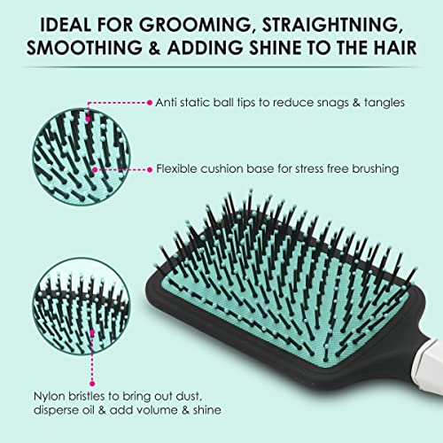 AGARO Classic Paddle Hair Brush with Strong & flexible nylon bristles having Anti static ball tips, For Grooming, Straightening, Smoothing,... - Image 3